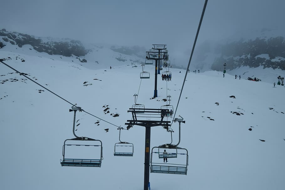 ruapehu, new zealand, snow, ski field, mount ruapehu, ski lift, HD wallpaper