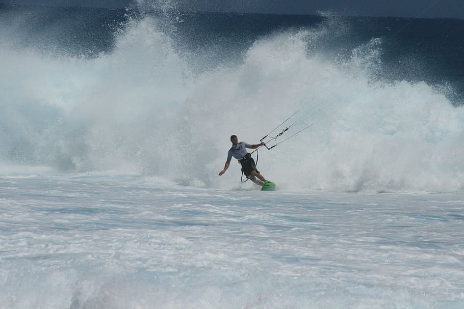 mauritius, one eye surfing spot, waves, kitesurfing, beach, HD wallpaper