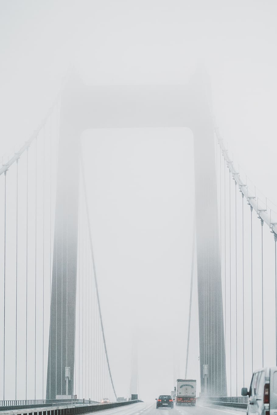 bridge, sky, fog, white, water, architecture, built structure HD wallpaper