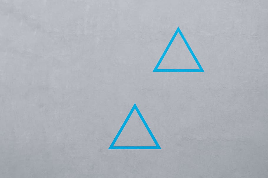 two blue triangle logos, wrocław, poland, polska, droplet, cone, HD wallpaper