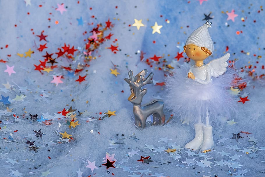 angel, figure, wing, cap, star, angel figure, heavenly, sparkle HD wallpaper
