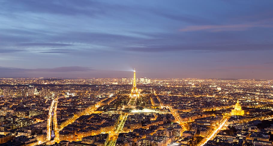 eiffel tower, night sky, light, pari, cityscape, building exterior HD wallpaper