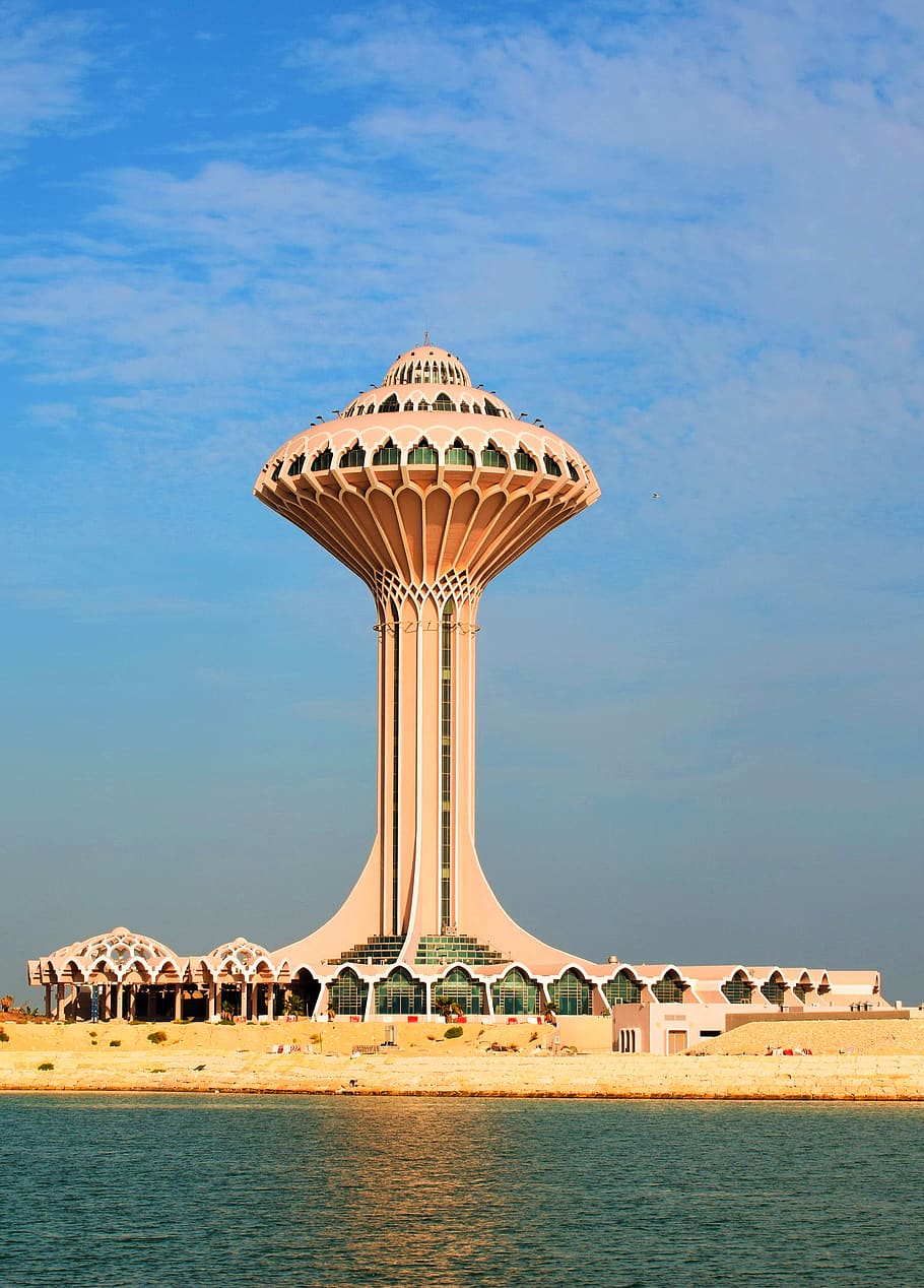 water tower, corniche, khobar, attraction, beach, waterfront, HD wallpaper