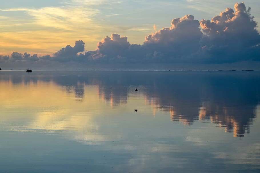 white clouds, nature, weather, outdoors, cumulus, sky, water HD wallpaper