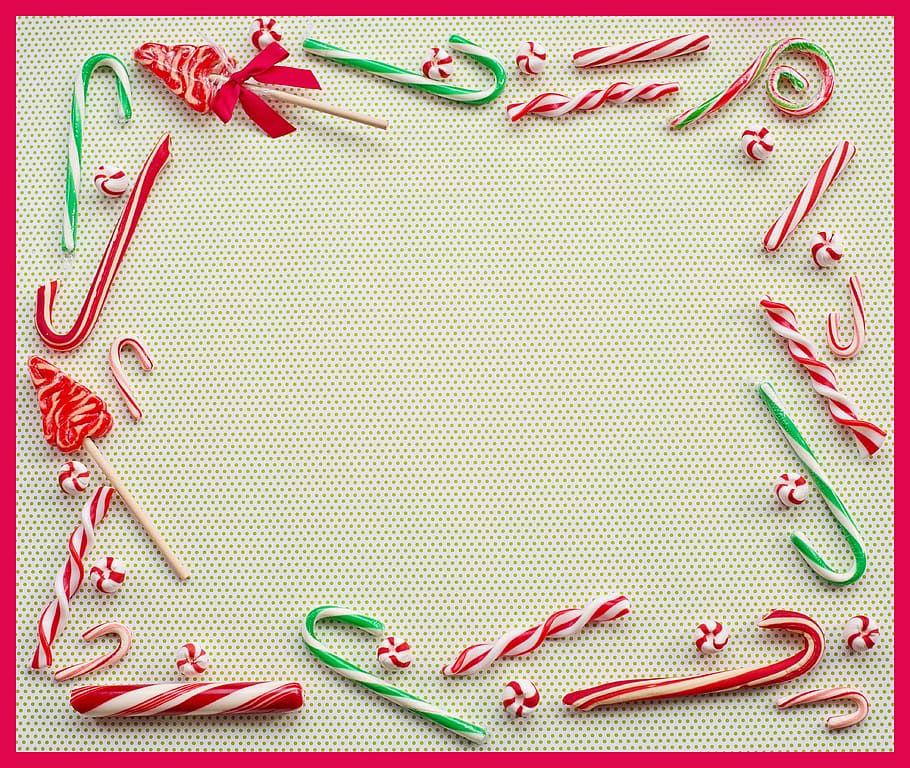 HD wallpaper: christmas, border, frame, peppermints, candy canes, text  space | Wallpaper Flare