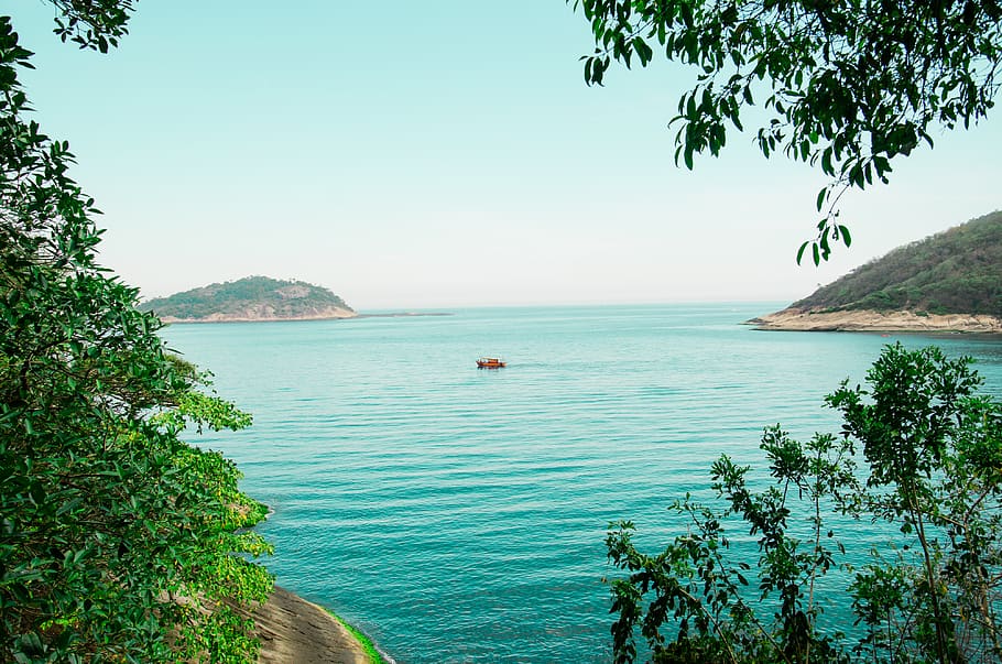 brazil, state of rio de janeiro, boat, coast, sea, lake, water, HD wallpaper