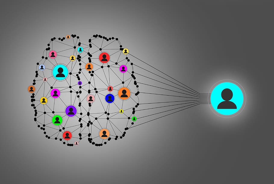 Network of People - Brain Wired to Be Social - Dark Version, business
