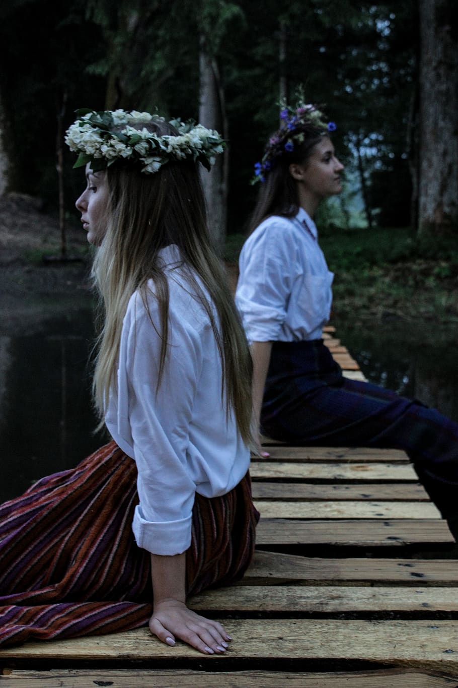 solstice, forest, calm, moody, child, real people, girls, full length HD wallpaper
