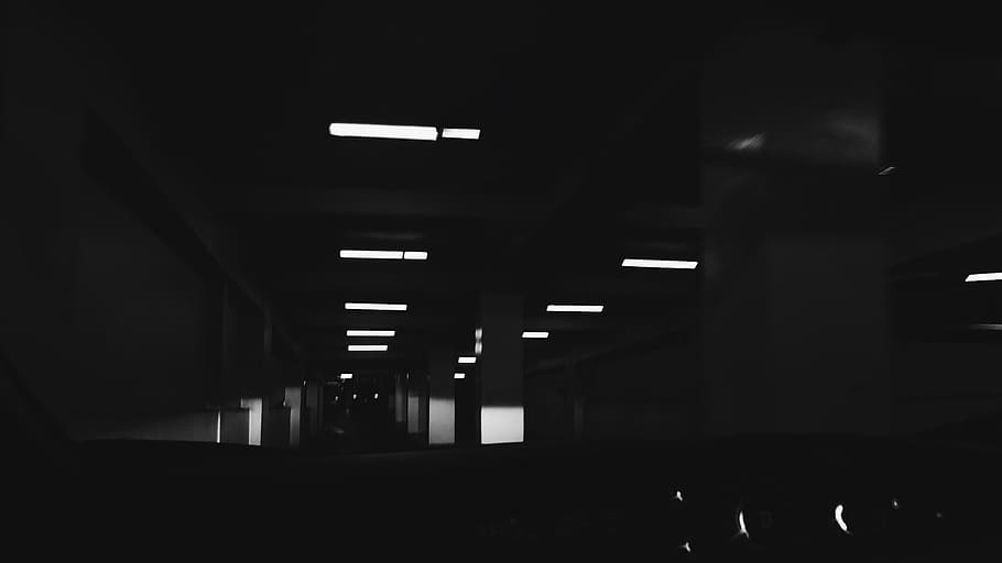 car, basement, dark, drive, illuminated, architecture, lighting equipment HD wallpaper
