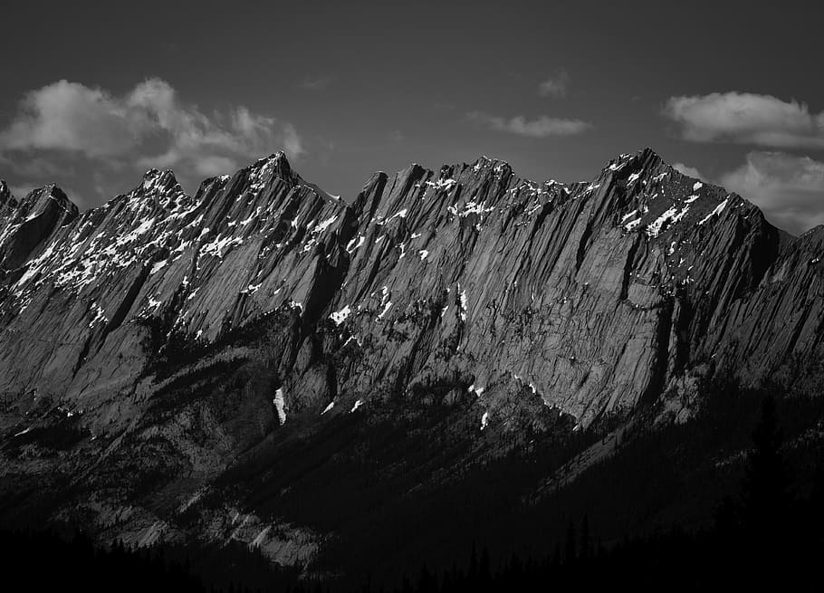 jasper, canada, mountain, alberta, black and white, sky, cloud - sky HD wallpaper