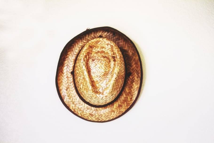 brown cowboy hat, directly above, single object, white background HD wallpaper