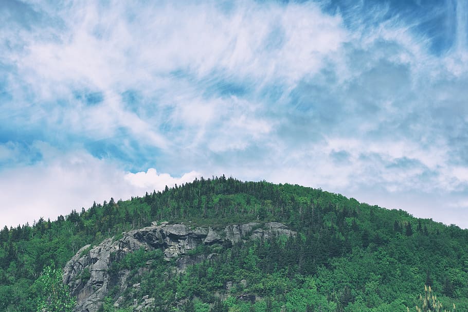 mountain, blue, sky, landscape, scenery, view, wallpaper, background HD wallpaper