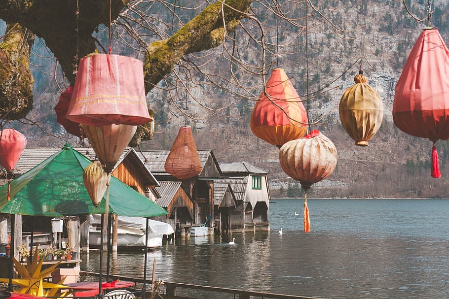 lantern, light, design, lighting, sea, ocean, house, water HD wallpaper