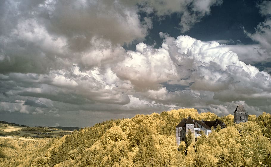 austria, gemeinde vichtenstein, supercolor, cloudy, infrared HD wallpaper