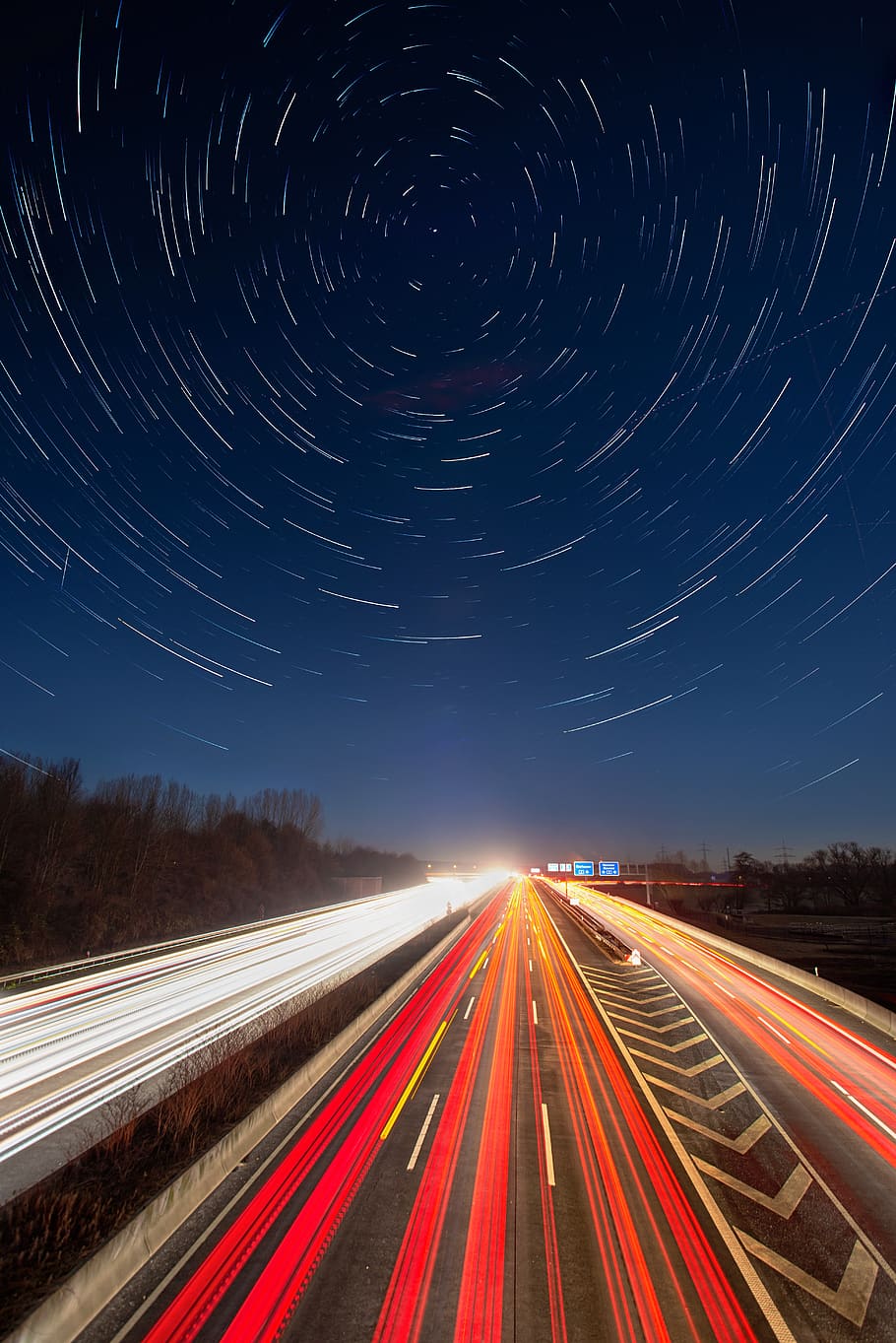 trails, highway, auto, traffic, vehicle, city, light, road HD wallpaper