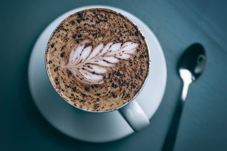 coffee, spoon, teaspoon, cup, mug, plate, design, art, food and drink HD wallpaper