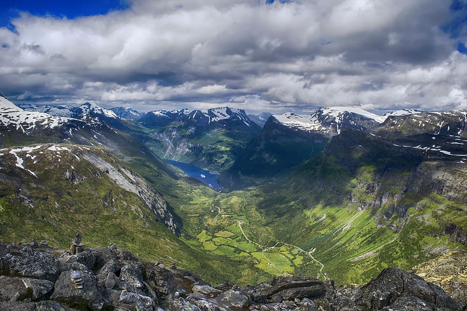 fjords, norway, landscape, mountain, cloud - sky, scenics - nature HD wallpaper