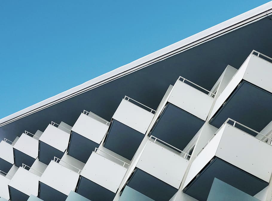 white painted building under blue sky, triangle, switzerland HD wallpaper