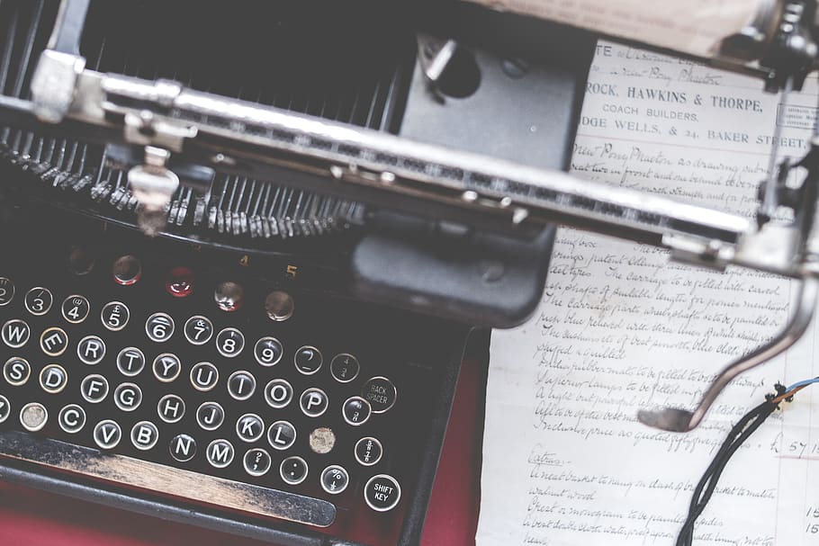 Close-up Photo of Black Typewriter, classic, data, document, memories HD wallpaper