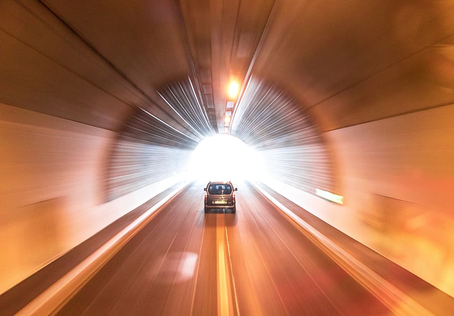 heaven, tunnel, highway, light, speed, citroen, car, motion HD wallpaper