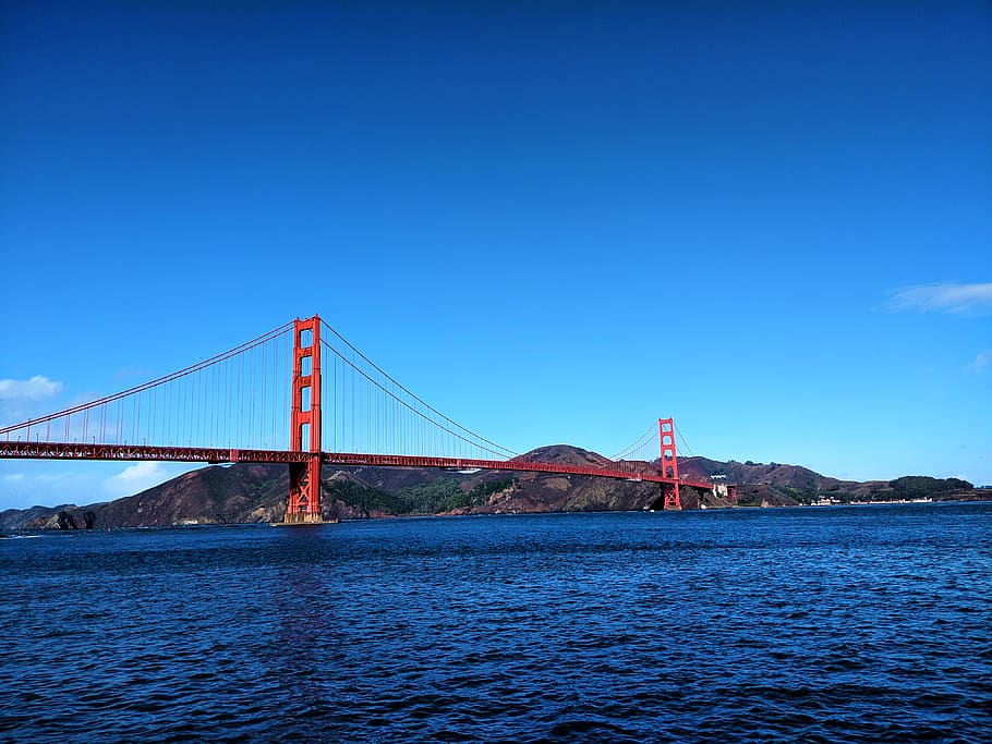 Golden Gate, water, transportation, sky, built structure, blue HD wallpaper