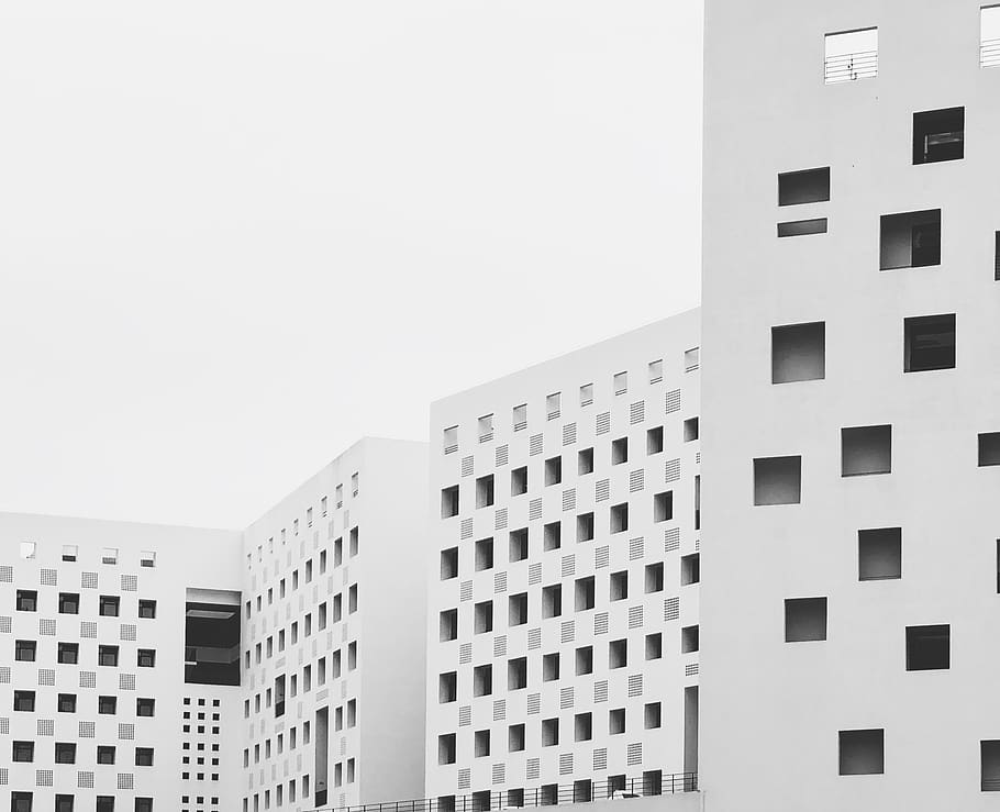 white buildings under white sky, built structure, building exterior HD wallpaper