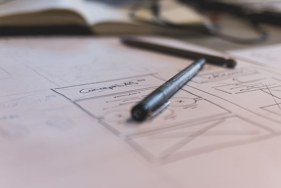 Close-up Photography of Black Pen, blur, composition, diagram HD wallpaper