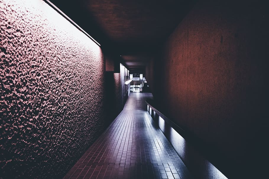 corridor, floor, architecture, modernist, barbican, uk, london HD wallpaper