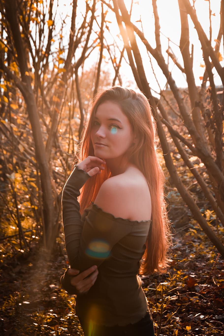 spain, mount artxanda, fall, leaves, girl, cute, blonde, trees HD wallpaper