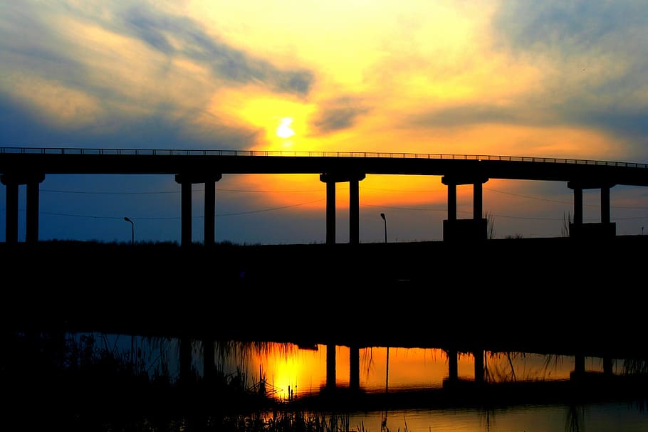 bride, sea, water, river, architecture, engineering, sunset HD wallpaper