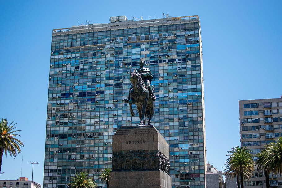 reiter, skyscraper, statue, plaza independencia, independence, HD wallpaper