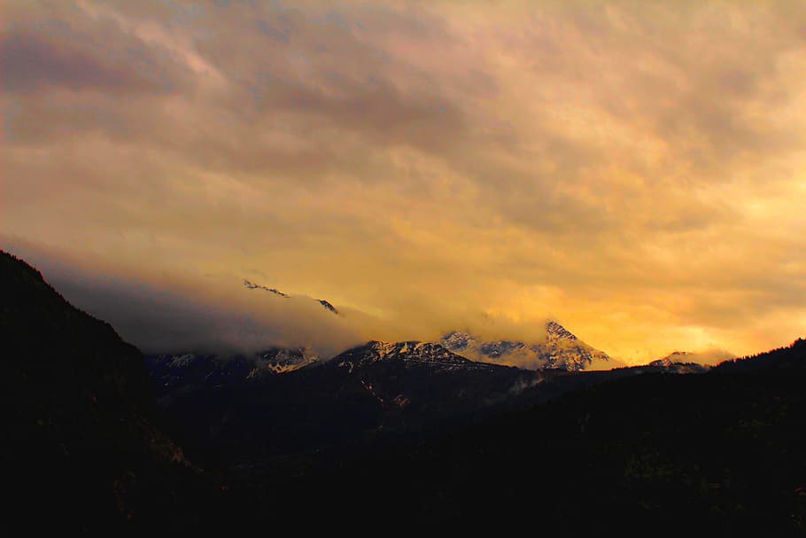 mountain, sky, cloud, cloudy, fog, smoke, snow, rock, rocky HD wallpaper