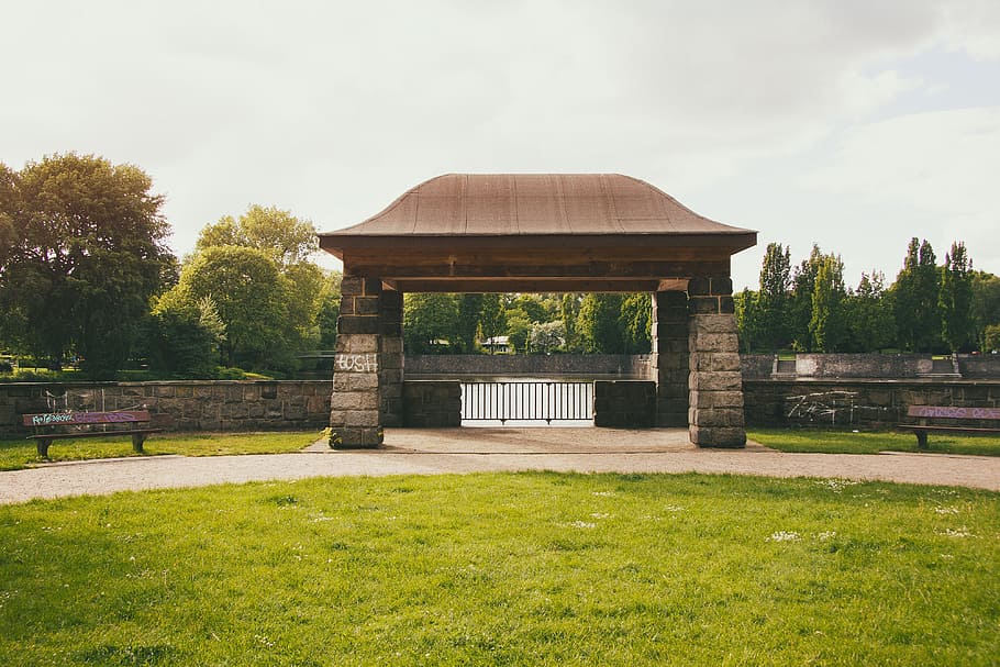 Park in Hamburg, arbour, arch, architectural, architecture, area HD wallpaper