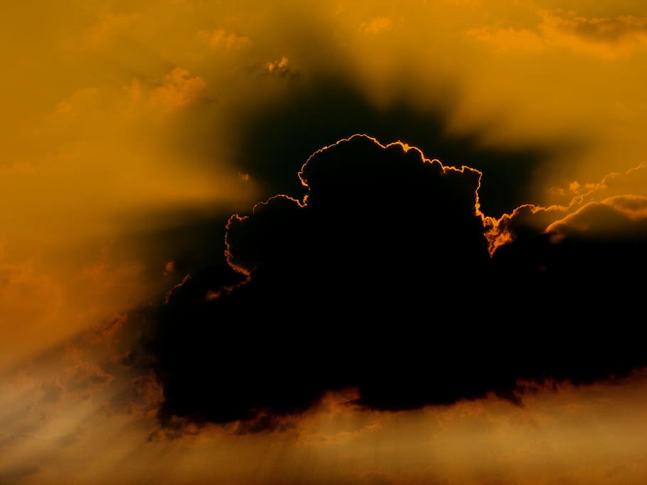 sky, cloud, cloudy, nature, hide, cover, cloud - sky, silhouette HD wallpaper