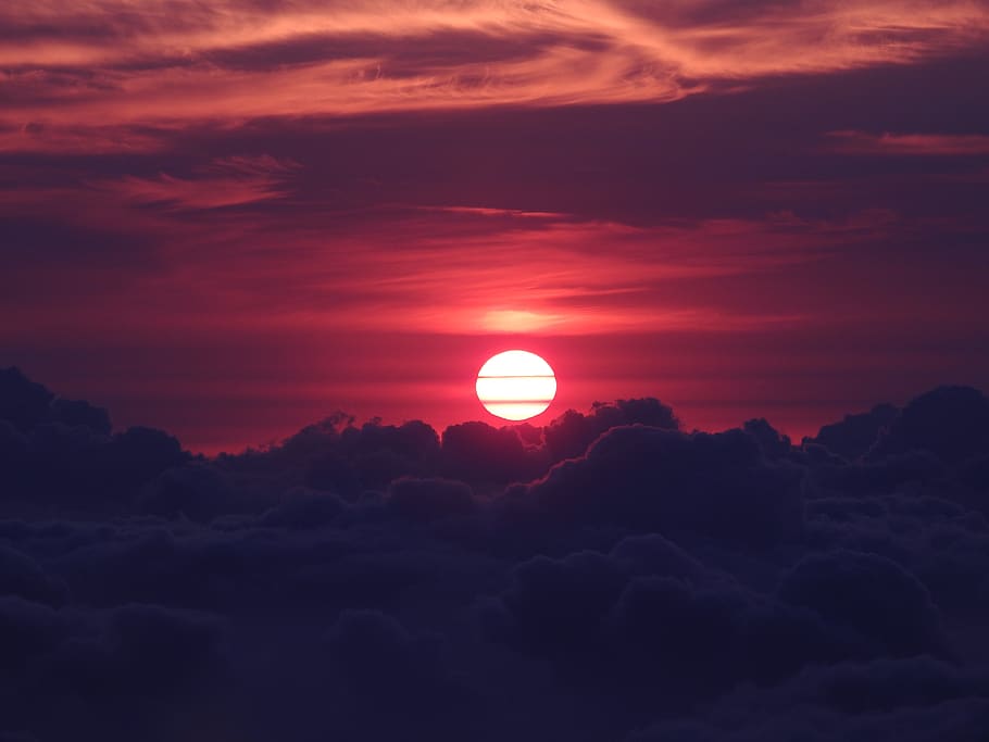 dawn, twilight, sun, orange, red, sky, abendstimmung, silhouette HD wallpaper
