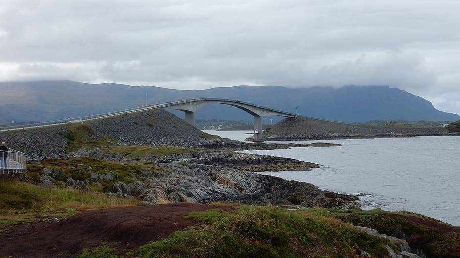 norway, bay, elegant bridge, built structure, architecture HD wallpaper