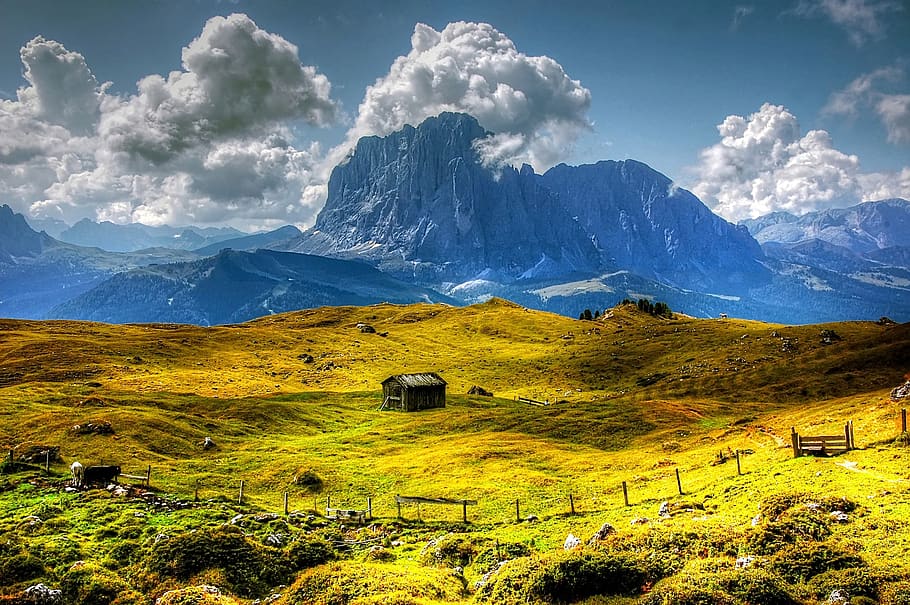 mountains, val gardena, dolomites, alpine, south tyrol, italy, HD wallpaper