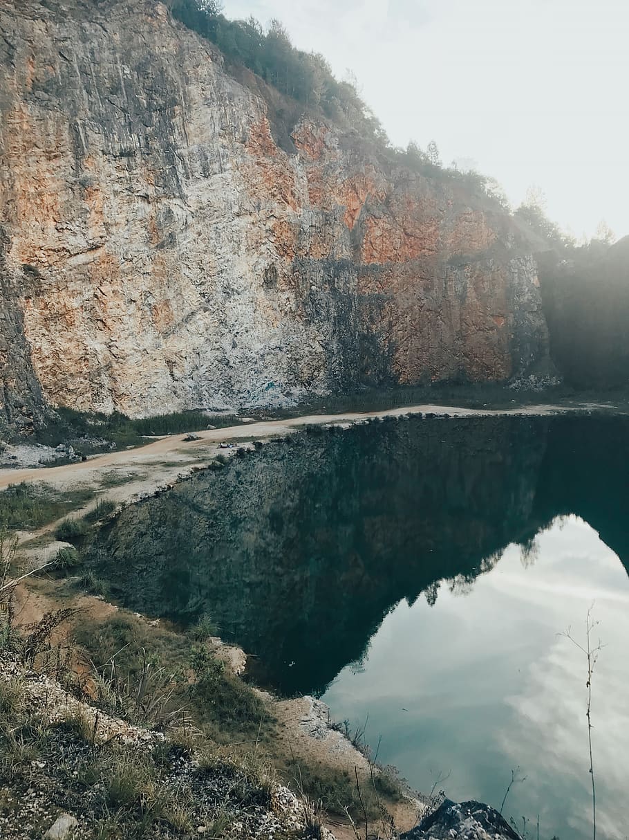 Lakeside Photo, daylight, environment, landscape, mountain, reflection HD wallpaper