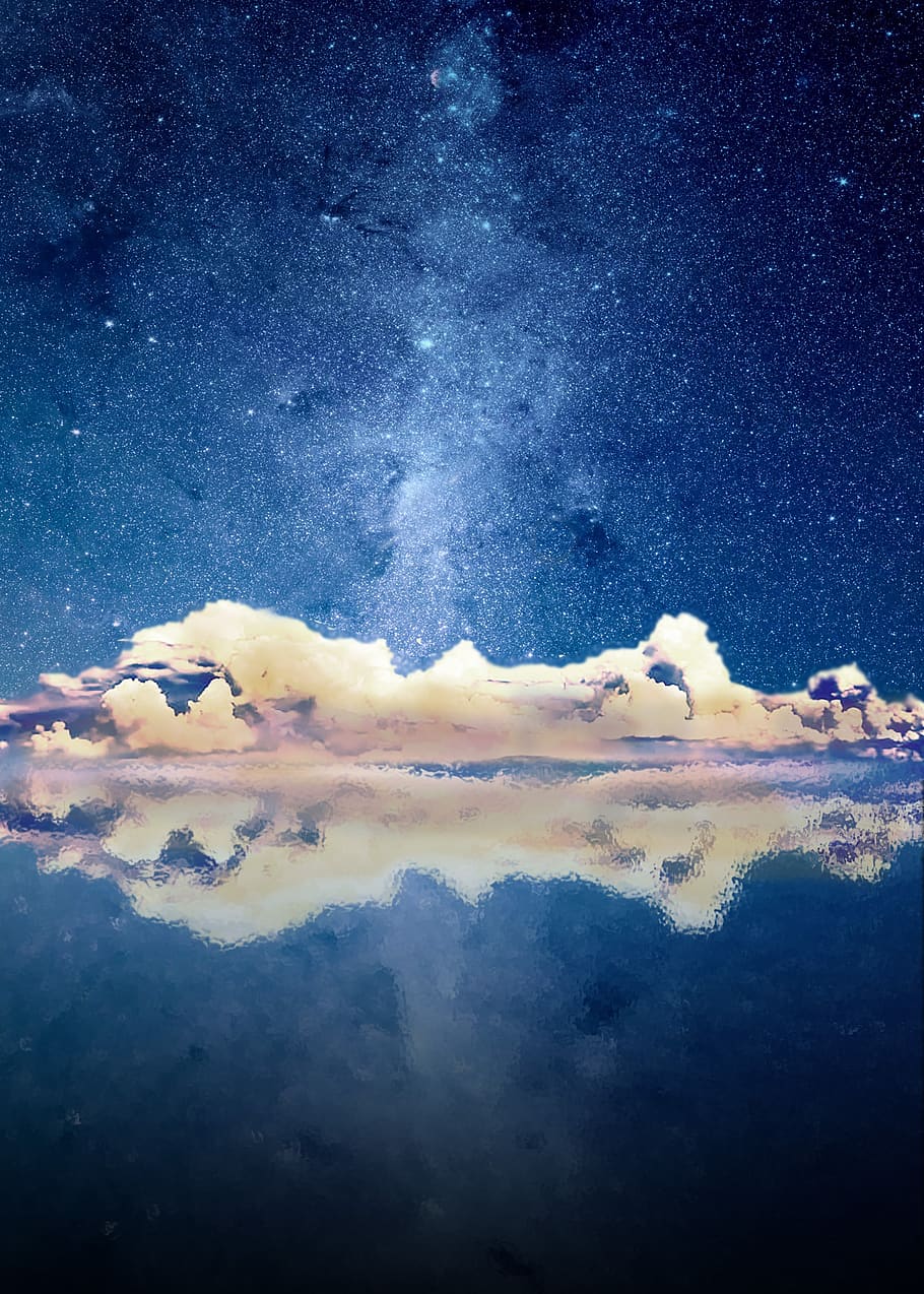 fantasy, water, heaven, creative, color, blue, evening sky HD wallpaper