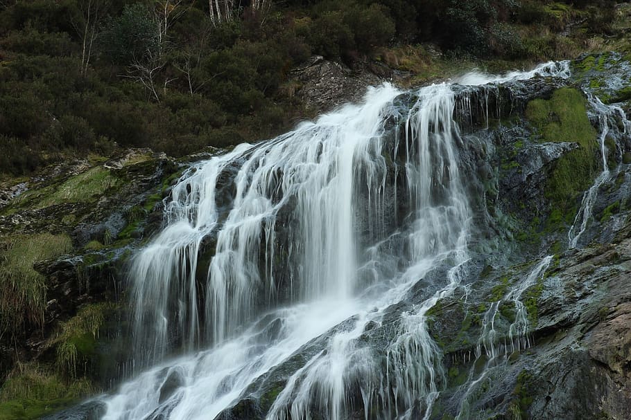 water, waterfall, nature, river, stream, beauty in nature, motion HD wallpaper