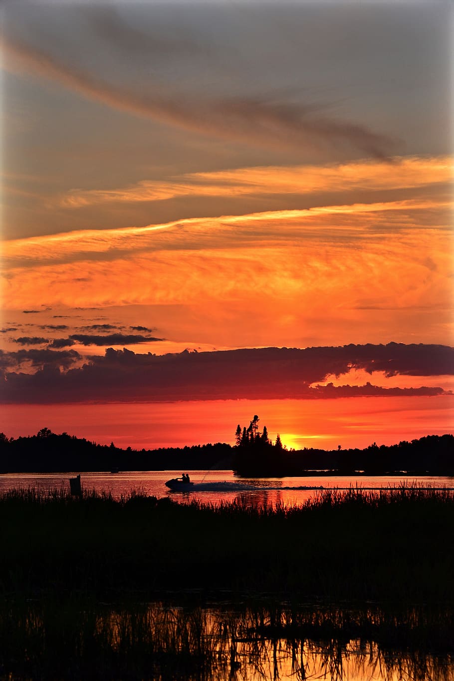 sunset, twilight, landscape, nature, evening, clouds, orange HD wallpaper