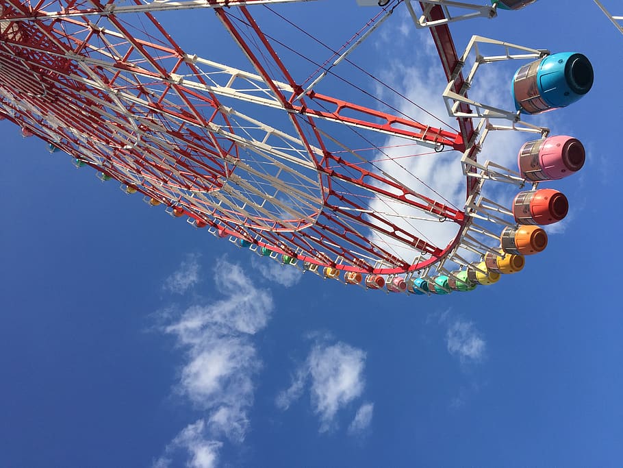 japan, koto, amusement park, amusement park ride, sky, ferris wheel HD wallpaper