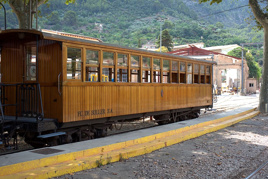 wagon, train, tram, rails, old, railway station, transport HD wallpaper