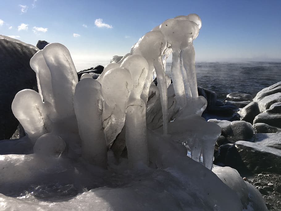 united states, duluth, water, ice, sky, nature, cold temperature HD wallpaper