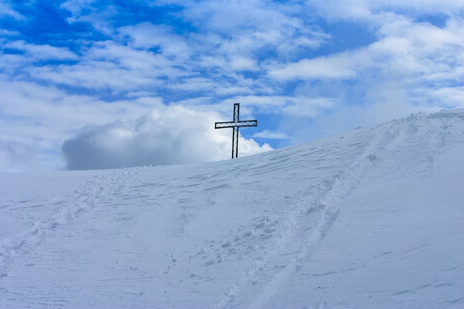 mountain summit, summit cross, mountains, alpine, sky, nature HD wallpaper