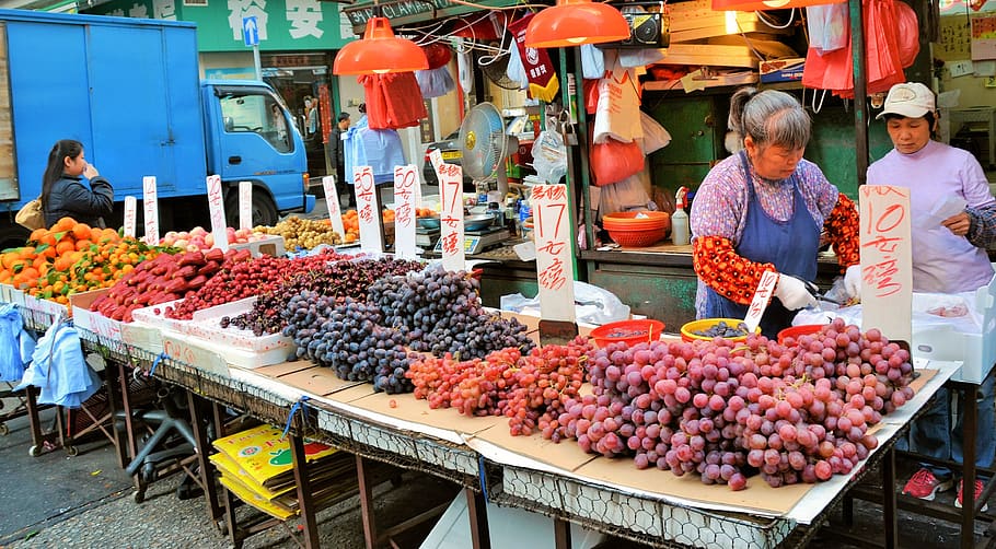 hong kong, #hongkong, #fruit, #streetmarket, retail, market stall, HD wallpaper