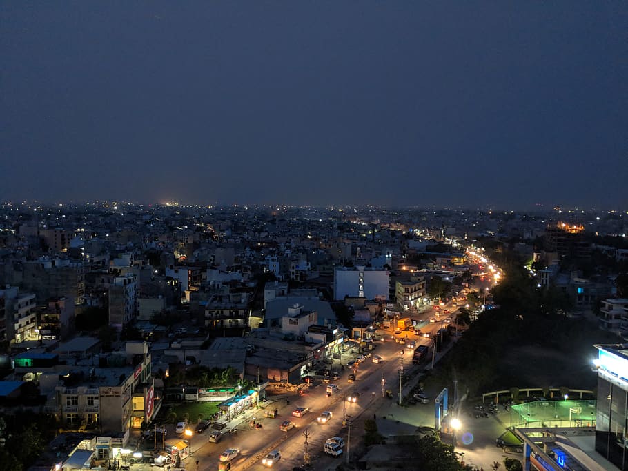 india, gurugram, nazafgarh - gurgaon road, city, night time, HD wallpaper