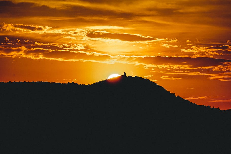 sunset, sky, silhouette, scenics - nature, orange color, beauty in nature HD wallpaper