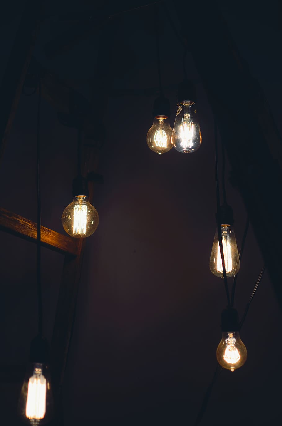 six clear light bulbs turned-on, lighting equipment, illuminated HD wallpaper
