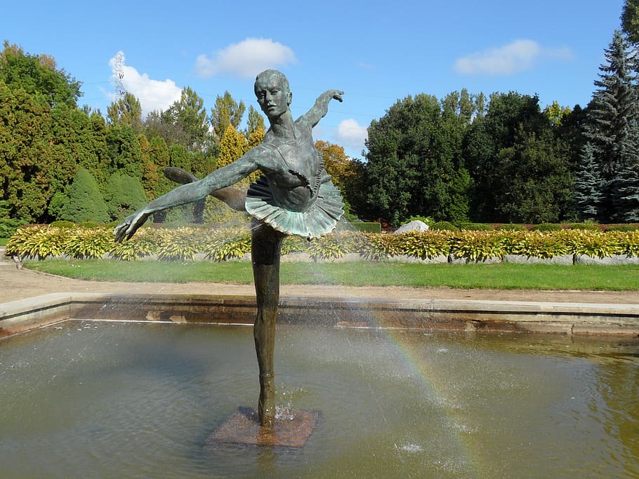 park, garden, spring, beautiful, color, nature, monument, dancer HD wallpaper